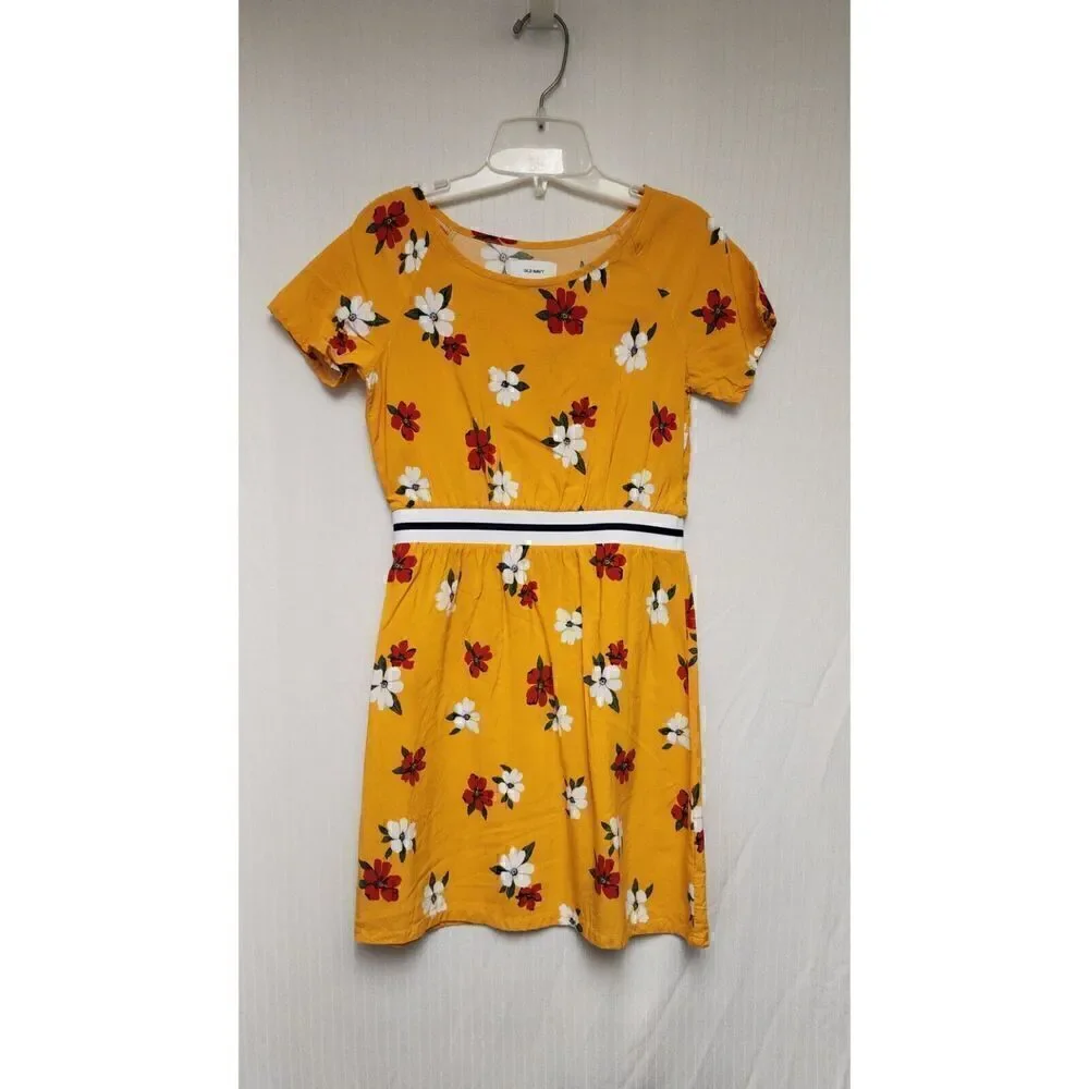Gap Kids Red Metallic Pleated Jacquard Dot Party Dress/Old Navy Floral Dress M-8
